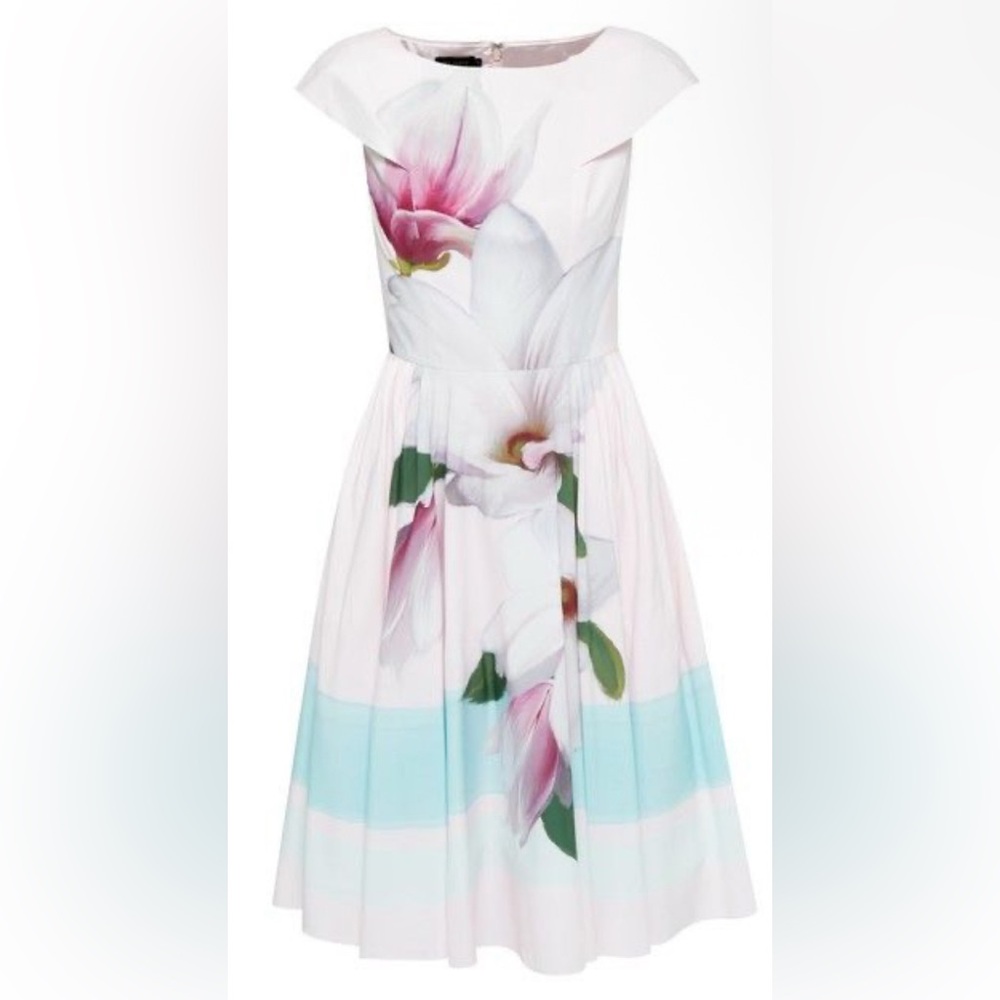 Ted Baker Bromlie Pink Magnolia A Line Midi Dress Size 2 usa 6